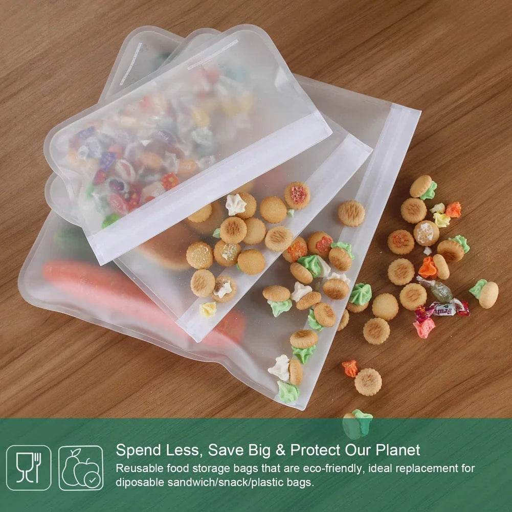 Ten-pack reusable silicone snack bags